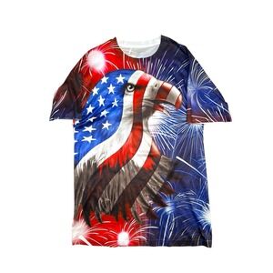 Men's‎ American Flag Bald Eagle All Over Print Dri Fit T-shirt Size Medium